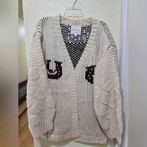 Bailey Rose Cream and Brown Women's Cardigan
